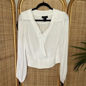 Rachel Roy White Cropped Wrap Blouse